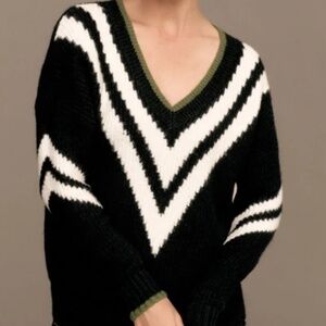 Anthropologie Maeve Black Chevron Knit Sweater Size XS